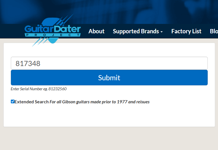 The Guitar Dater Projectのシリアル入力画面