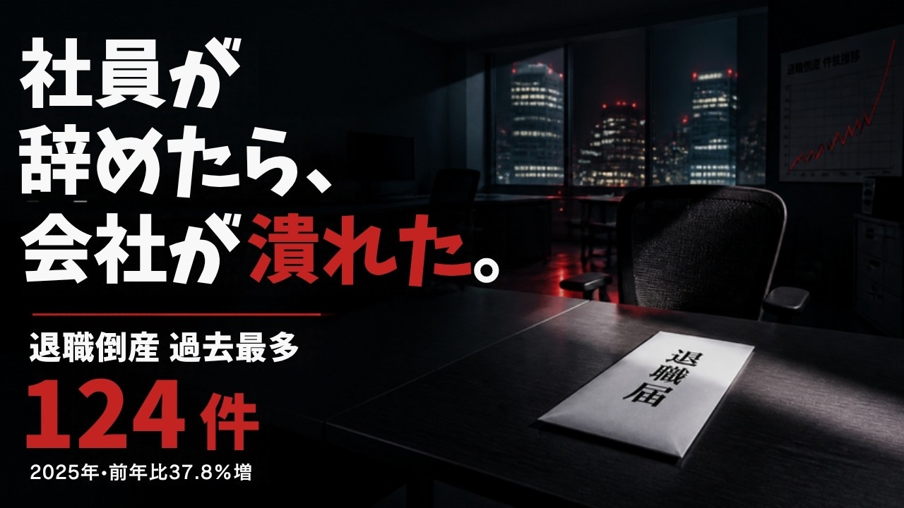 社員が辞めたら、会社が潰れた。退職倒産 過去最多124件