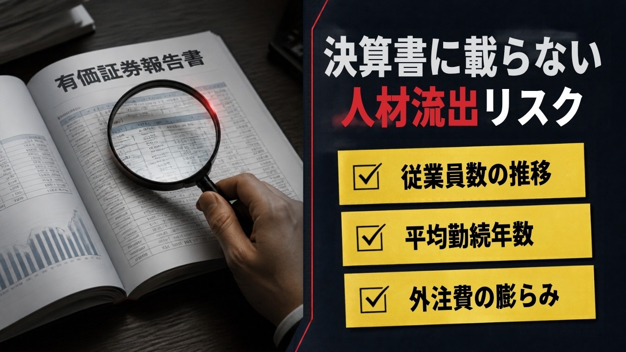 決算書に載らない人材流出リスク。従業員数の推移、平均勤続年数、外注費の膨らみ